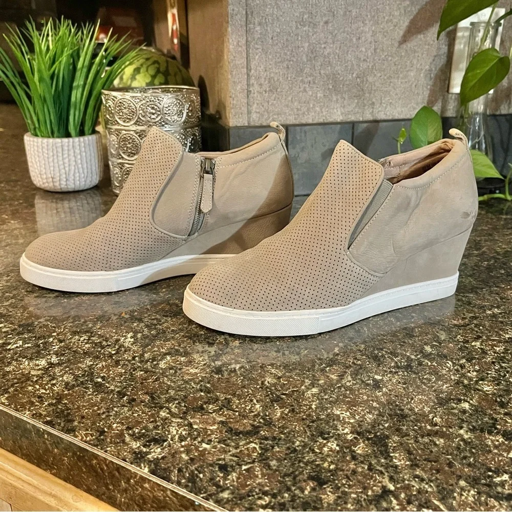 Caslon Taupe Suede Wedge Sneakers